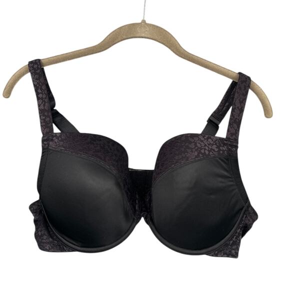 Le Mystère Black Underwire Padded Adjustable Straps Pattern Safari Bra Size 38D - Picture 1 of 6